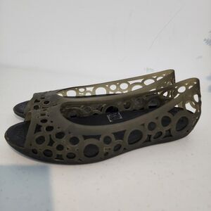 CROCS Adrina Women Sz 10 Shoes Olive Green  Slip on Jelly flats Sandals Open Toe